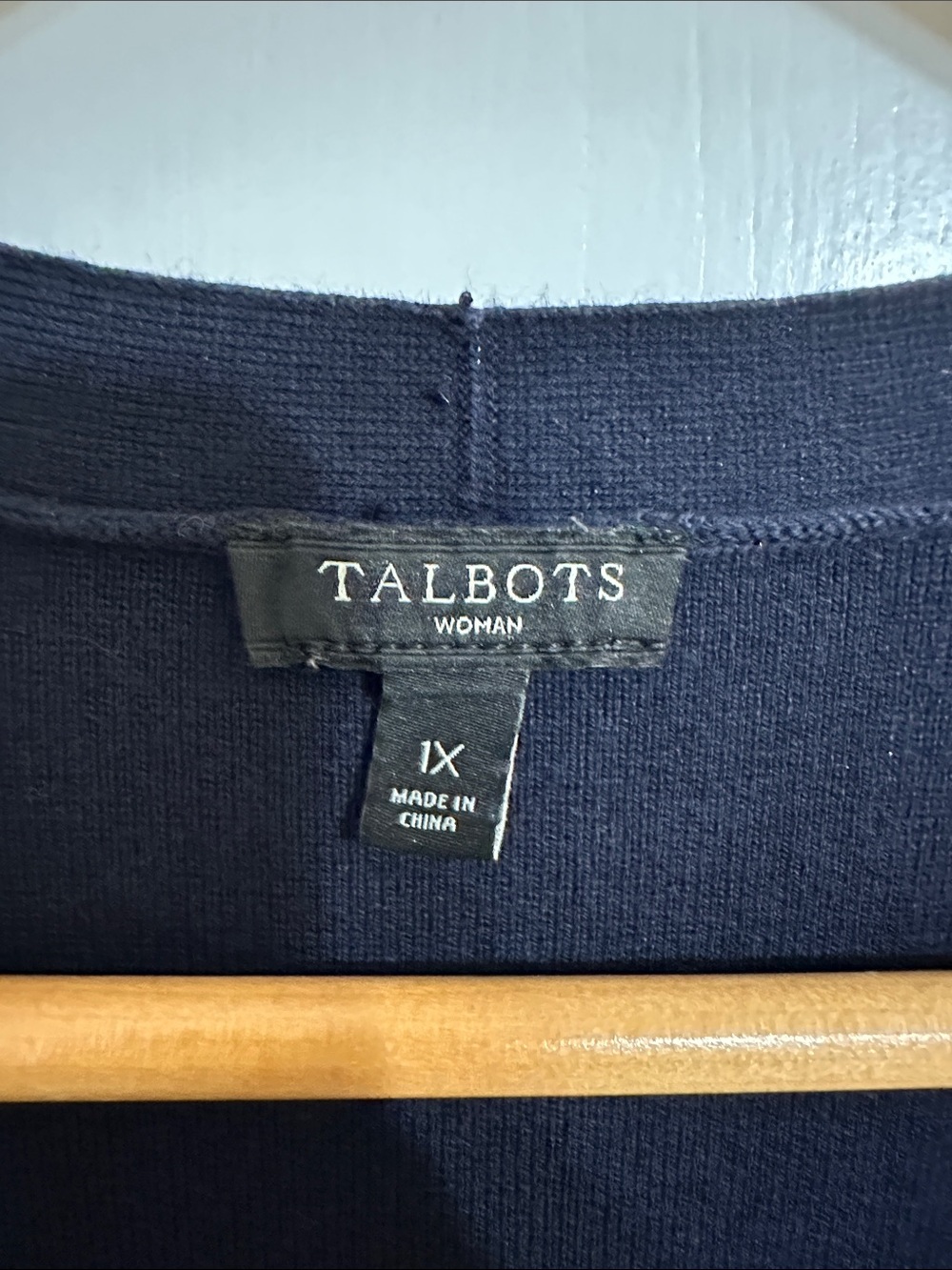 Talbots Navy Open-Front Ribbed Cardigan Duster with Button Detail Cuff Size XL - Picture 2 of 5